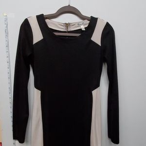 Bodycon black/ivory long sleeve dress
